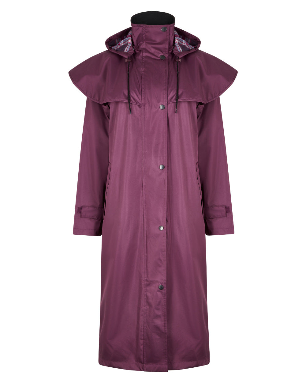 Plum Coloured Champion Sandringham Long Waterproof Coat On A White Background 