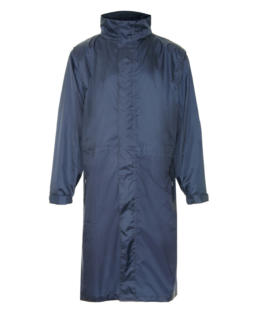 Navy Coloured Champion Storm Long Waterproof Coat On A White Background