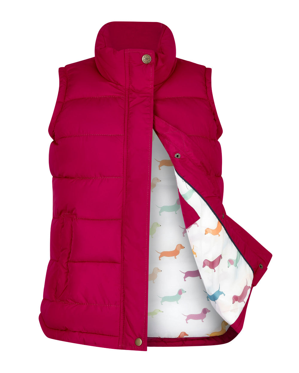 Rose Coloured Champion Vermont Ladies Quilted Gilet On A White Background 