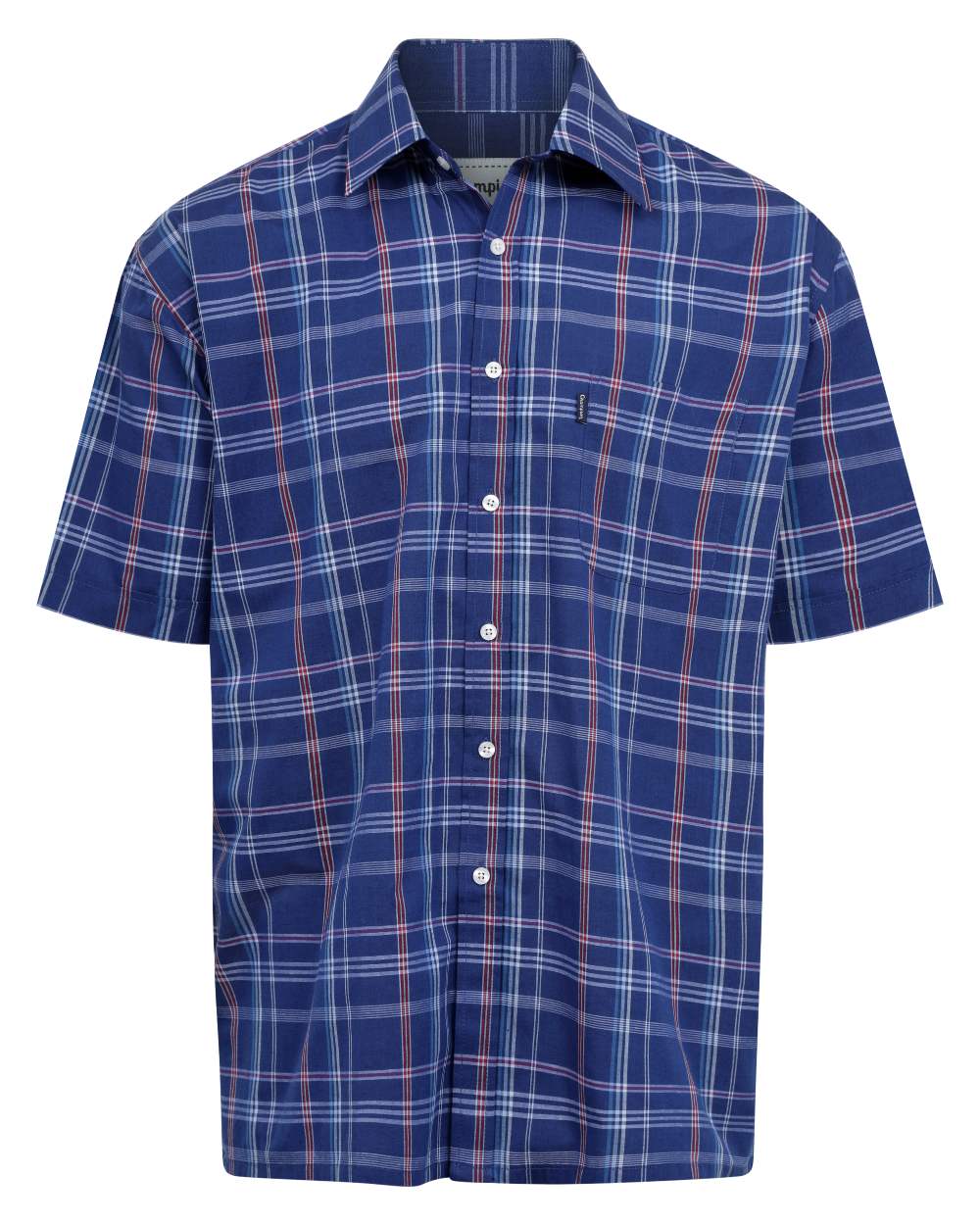 Blue Coloured Champion Whitby Short Sleeved Shirt On A White Background 