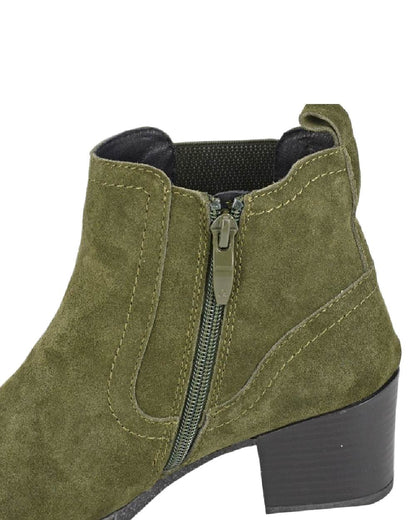 Khaki Coloured Cipriata Womens Alessina Gusset Inside Zip Ankle Boots on White Background
