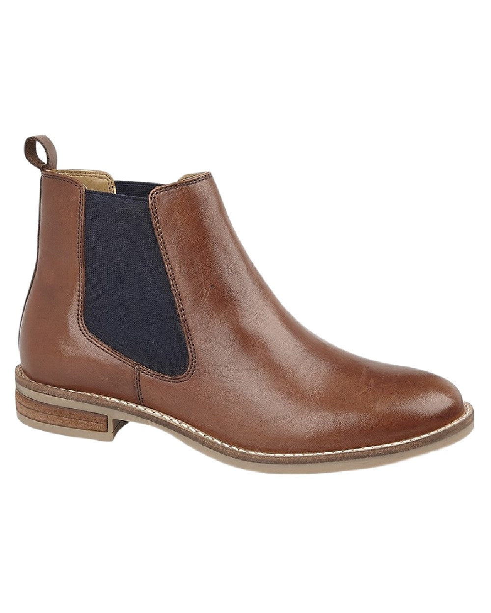 Cognac Tan Coloured Cipriata Womens Alexandra Twin Gusset Ankle Boots on White Background
