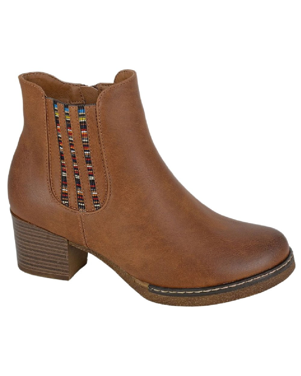 Tan Coloured Cipriata Womens Annella Inside Zip Gusset Ankle Boots on White Background

