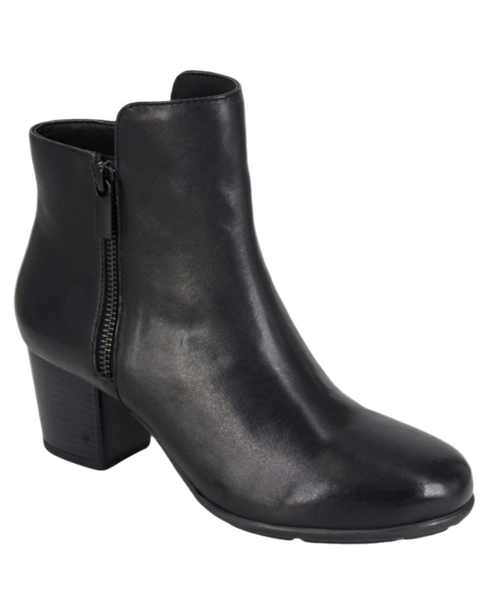 Black Coloured Cipriata Womens Cleope Twin Zip Pull On Ankle Boots on White Background
