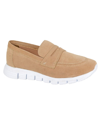 Taupe Coloured Cipriata Womens Felisa Metropolitan Slip On Trainers on White Background
