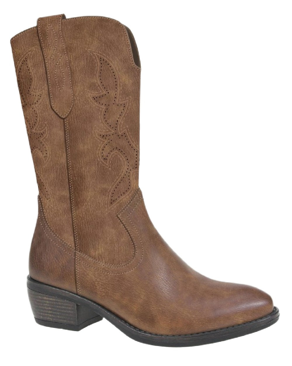 Tan Coloured Cipriata Womens Wanda Inside Zip Cowgirl Boots on White Background
