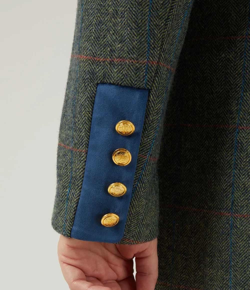 Cuff detail Alan Paine Combrook Ladies Mid Thigh Coat in Spruce 