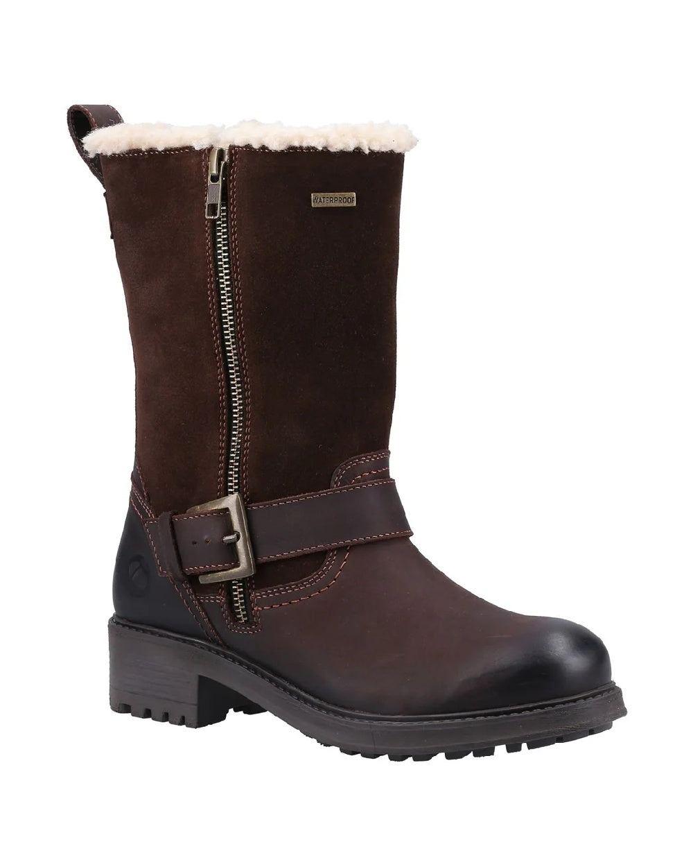 Brown coloured Cotswold Alverton Boots on white background 