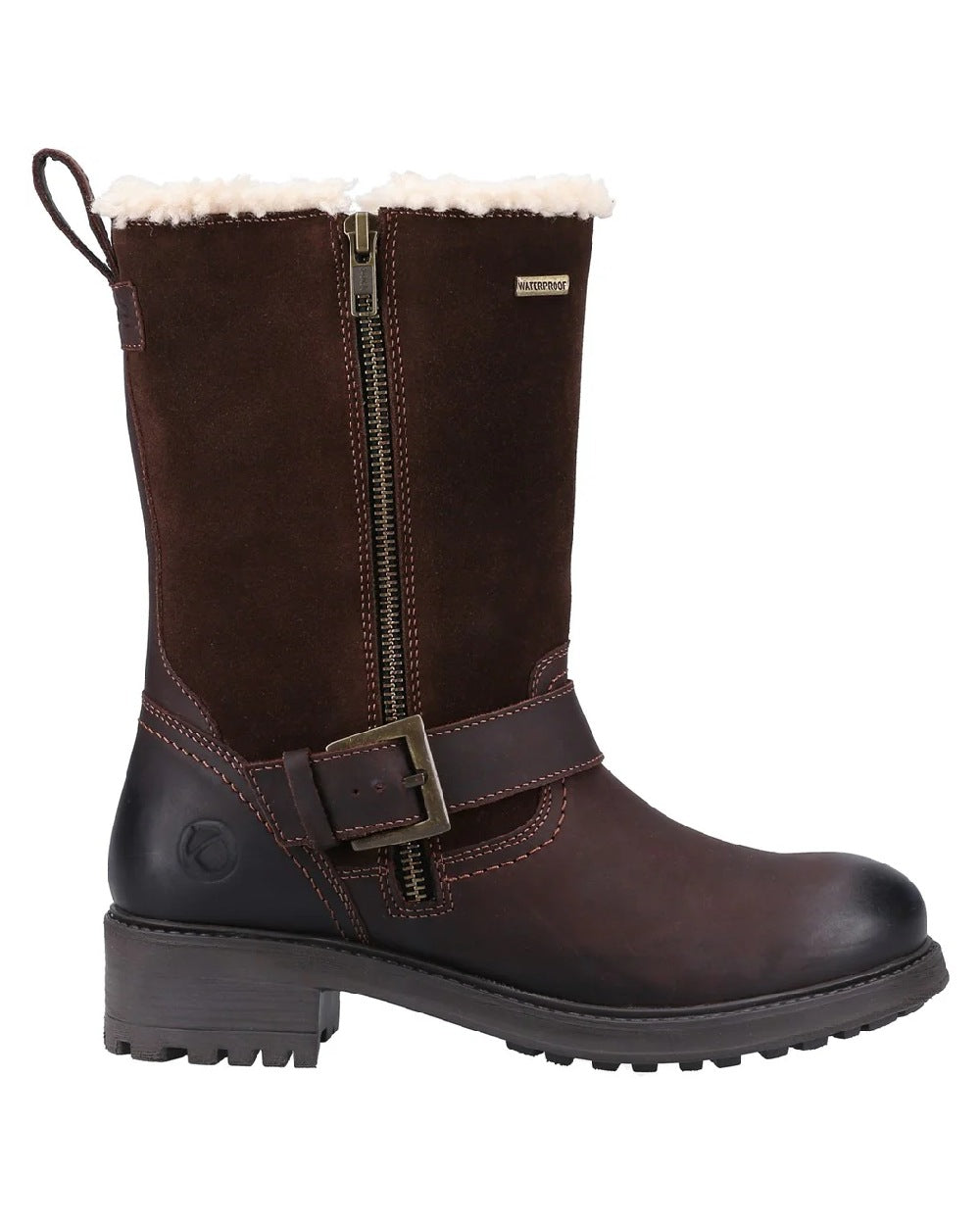 Brown coloured Cotswold Alverton Boots on white background 