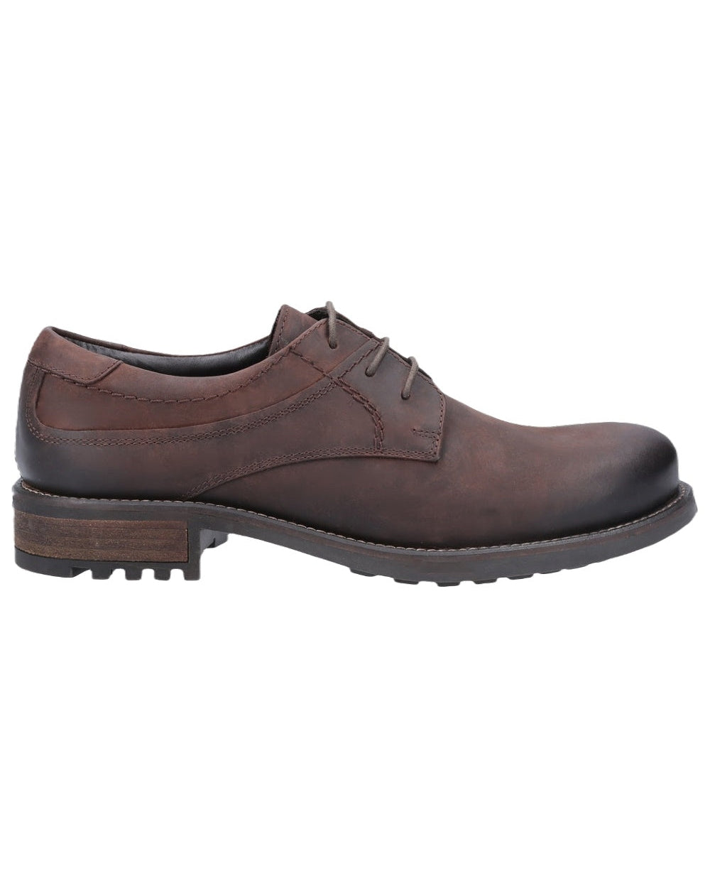 Brown coloured Cotswold Brookthorpe Plain Toe Derby Shoes on white background 