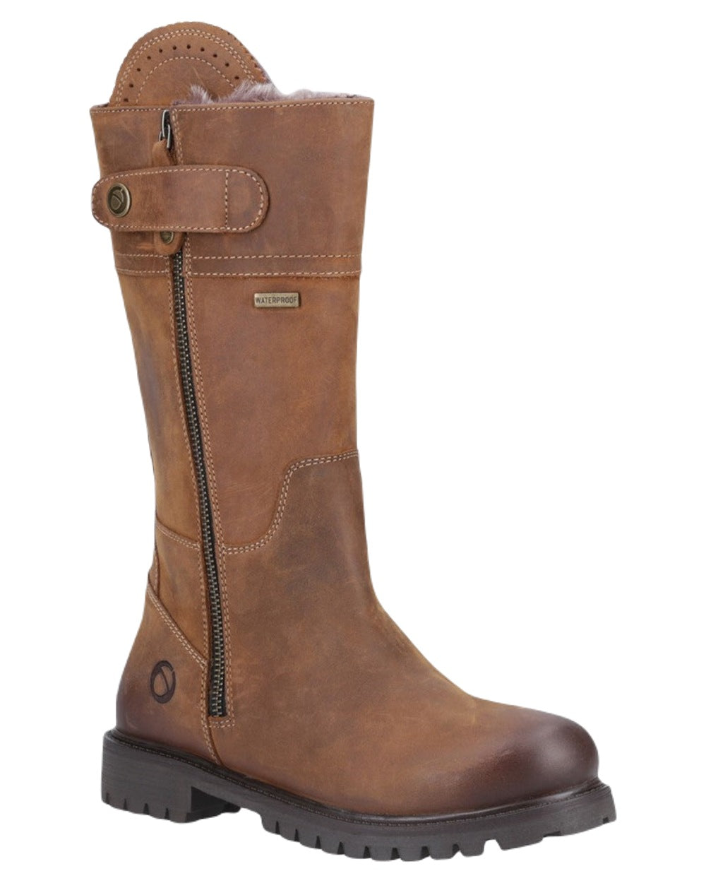 Tan Coloured Cotswold Bushcombe Mid Boots on White Background
