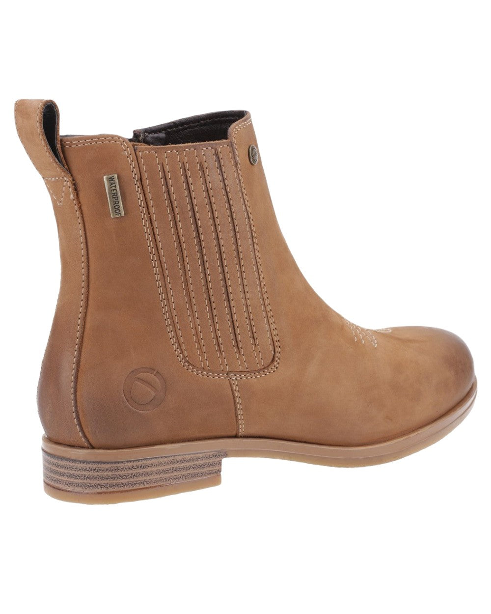 Tan Coloured Cotswold Didbrook Ankle Boots on White Background
