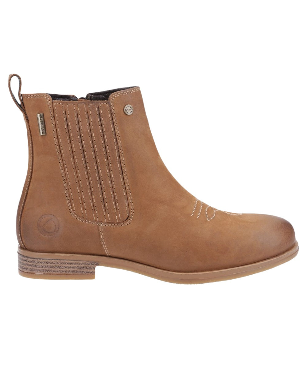 Tan Coloured Cotswold Didbrook Ankle Boots on White Background
