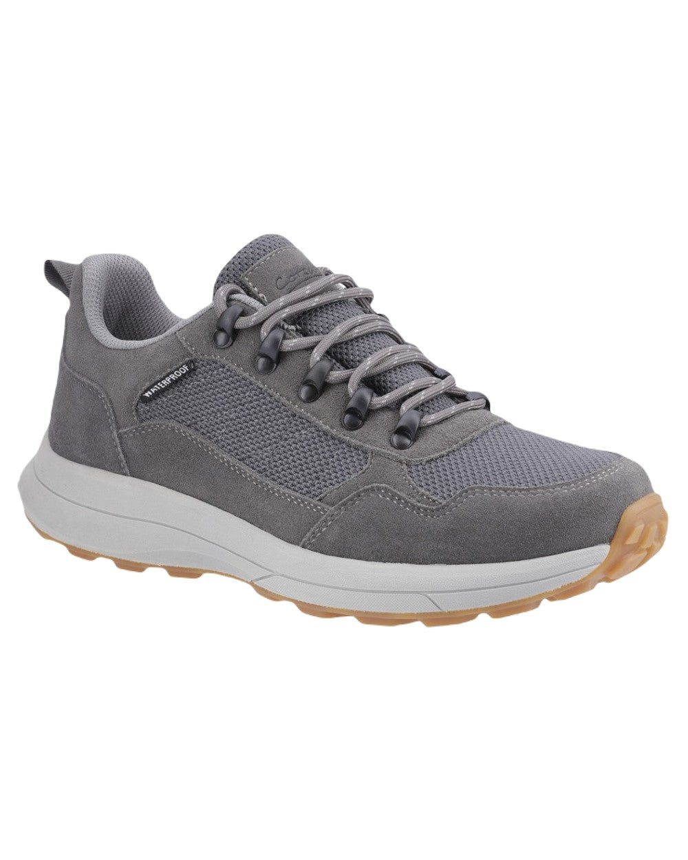 Grey Coloured Cotswold Mens Elmfield Shoes on White Background
