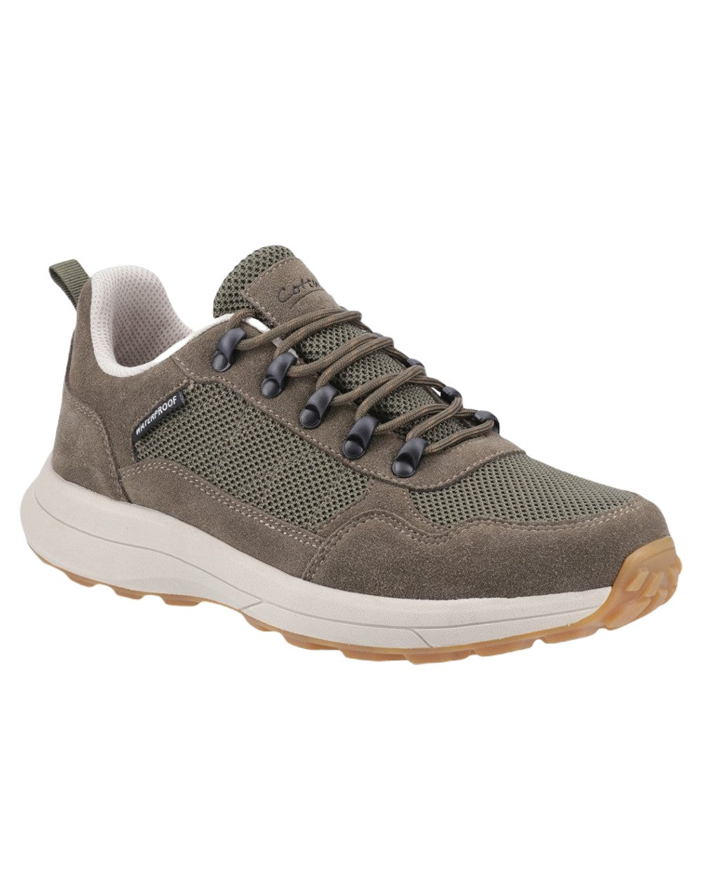 Khaki Coloured Cotswold Mens Elmfield Shoes on White Background
