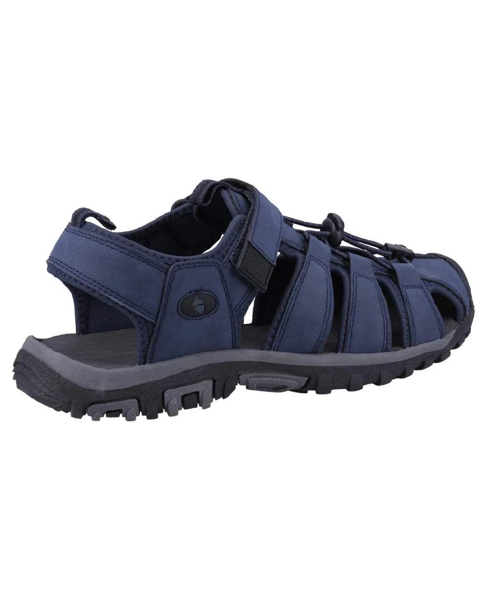 Navy coloured Cotswold Furze Sandals on white background 