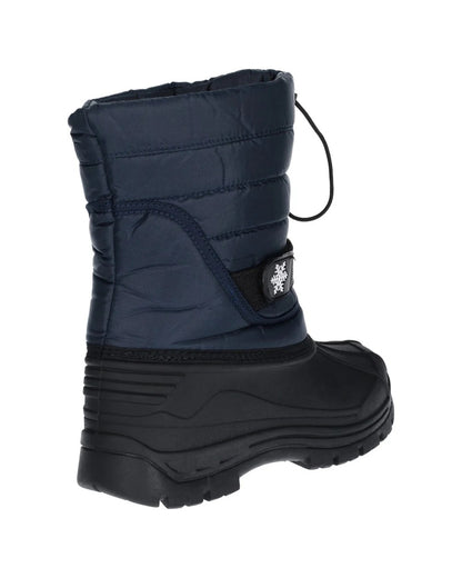 Navy coloured Cotswold Junior Icicle Toggle Lace Snow Boots on white background 