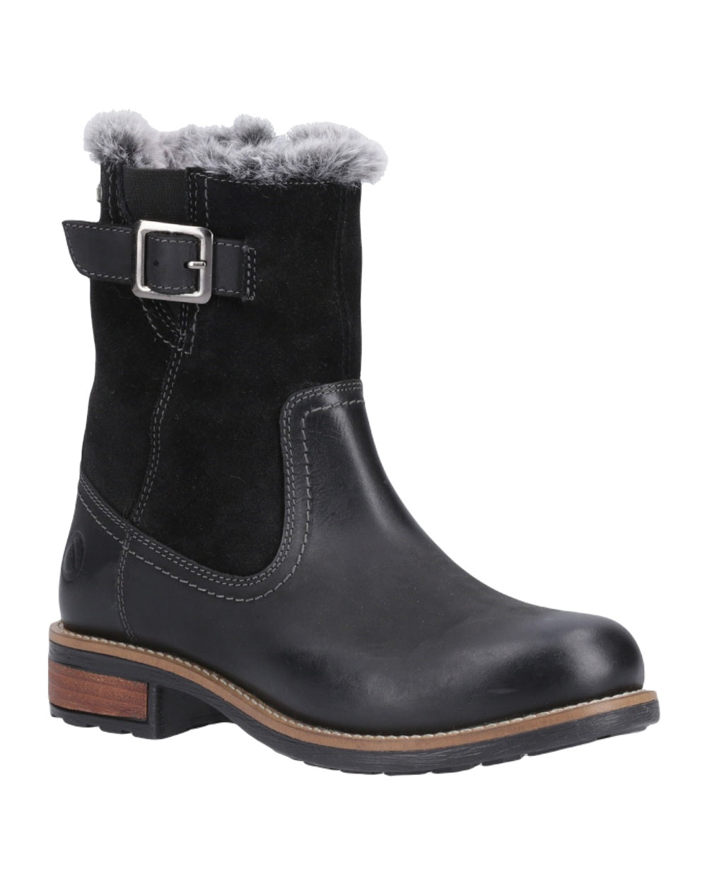 Black Coloured Cotswold Kemerton Ankle Boots on White Background
