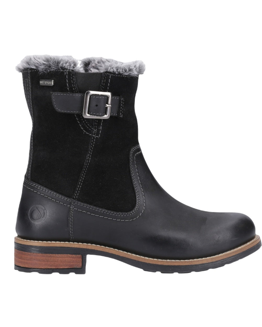 Black Coloured Cotswold Kemerton Ankle Boots on White Background
