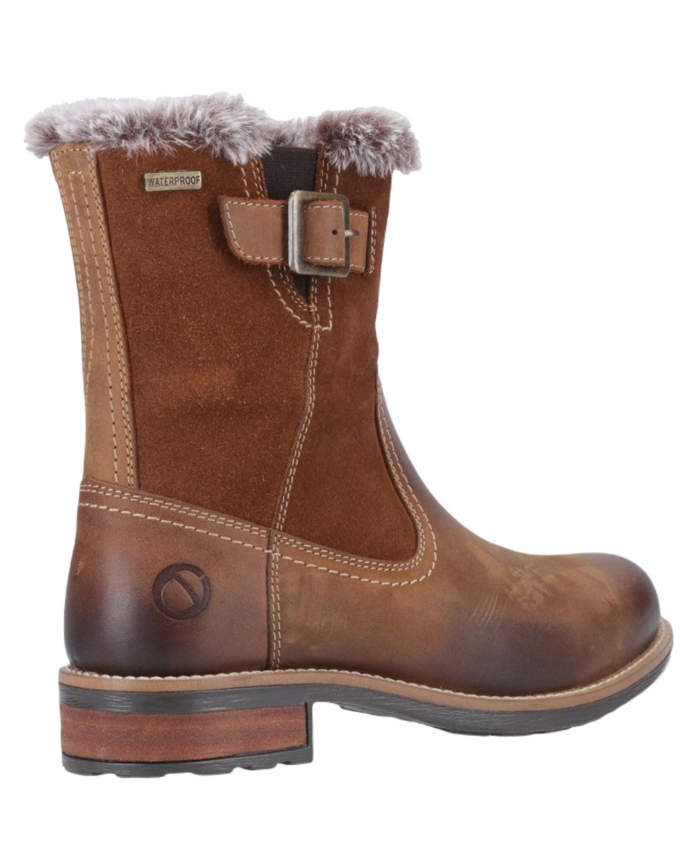 Tan Coloured Cotswold Kemerton Ankle Boots on White Background
