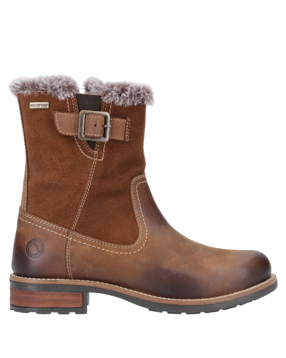 Tan Coloured Cotswold Kemerton Ankle Boots on White Background

