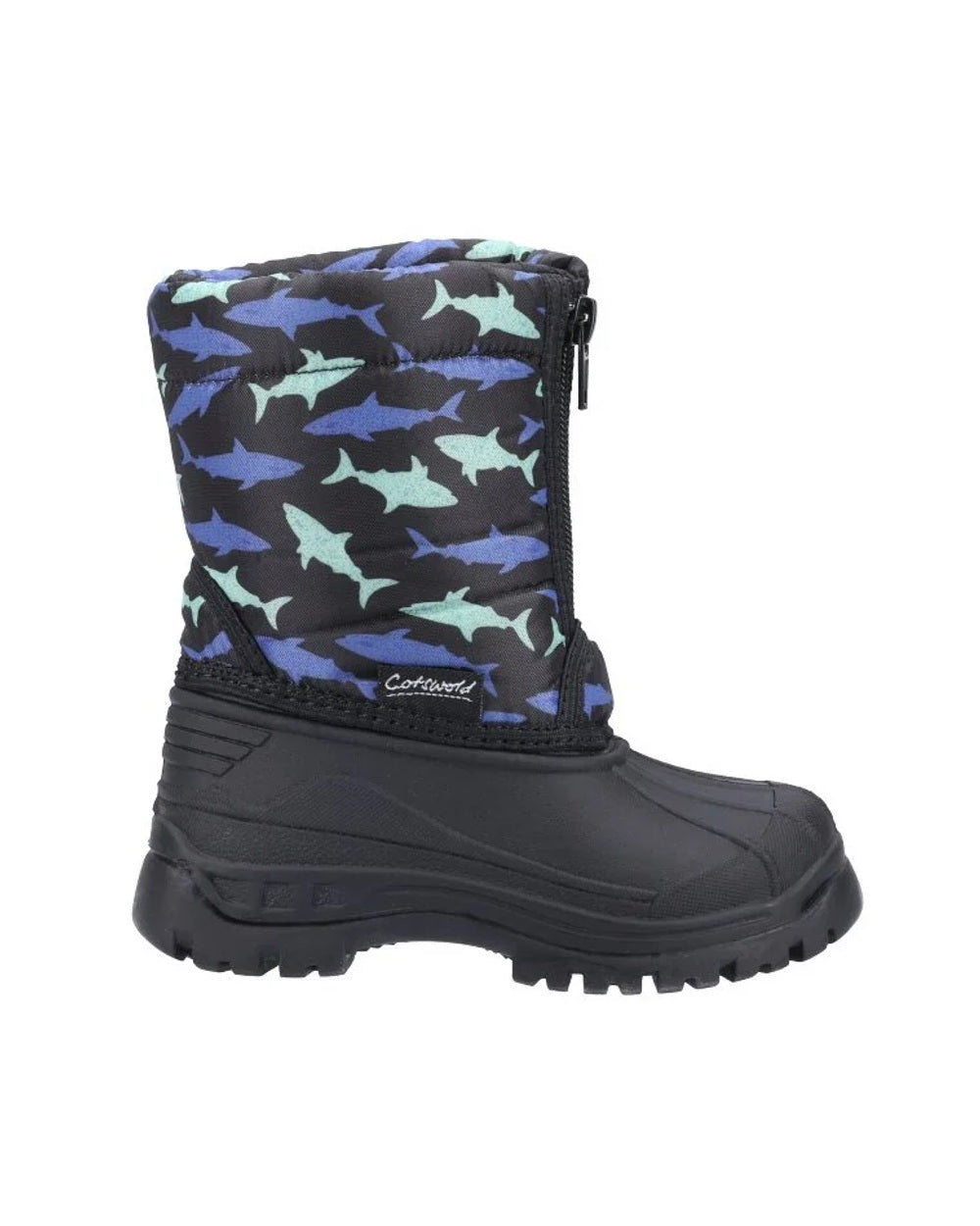 Shark coloured Cotswold Kids Iceberg Zip Snow Boots on white background 