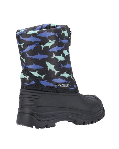 Shark coloured Cotswold Kids Iceberg Zip Snow Boots on white background 