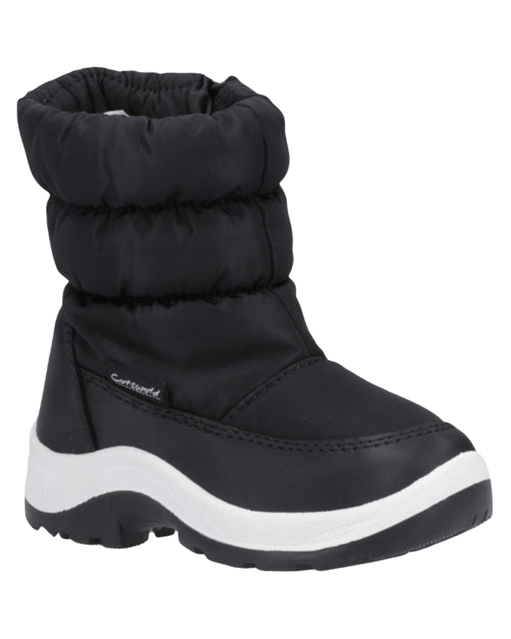 Black Coloured Cotswold Childrens Tirely Snowboots on White Background

