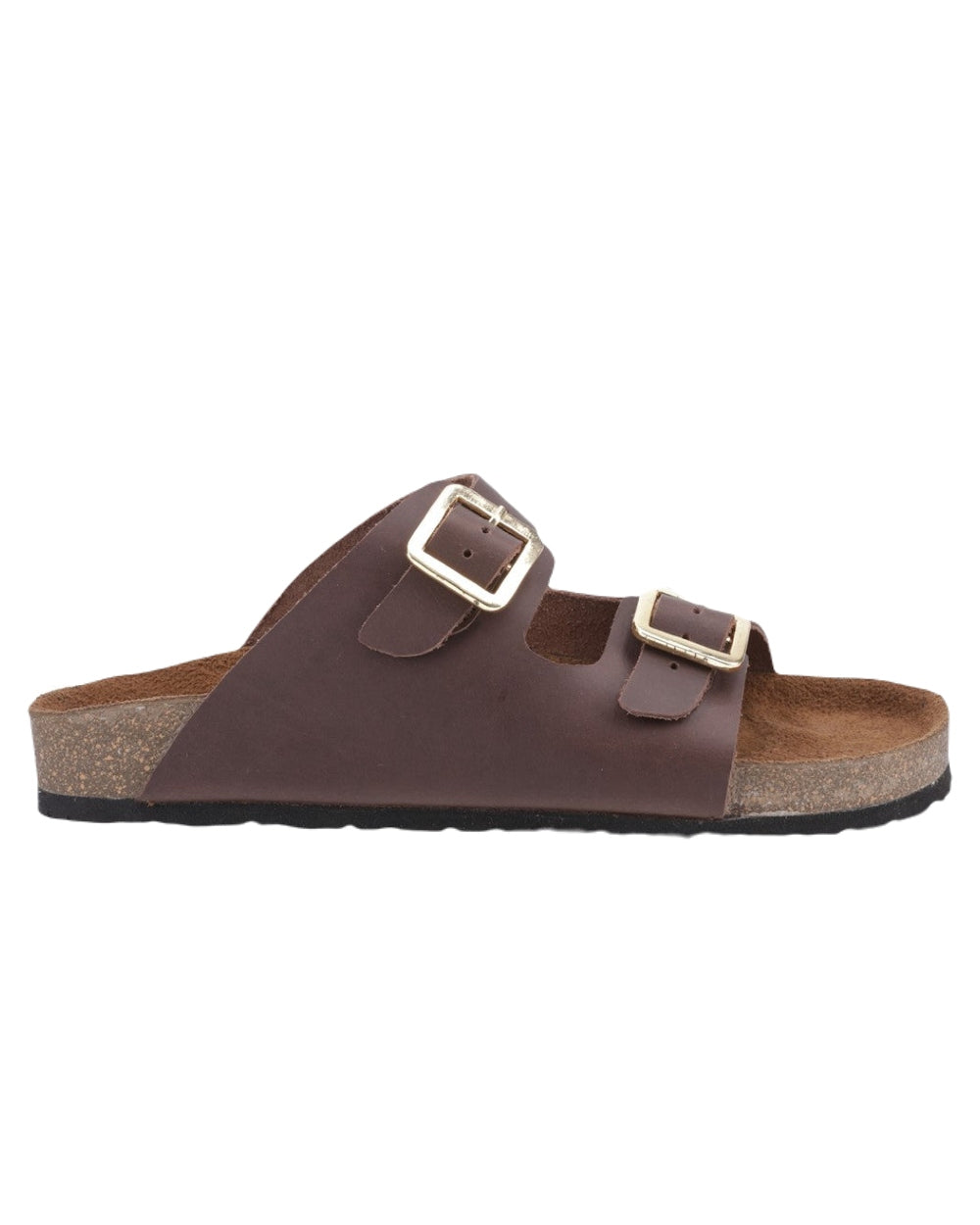 Brown Coloured Cotswold Womens Lushill Mules on White Background
