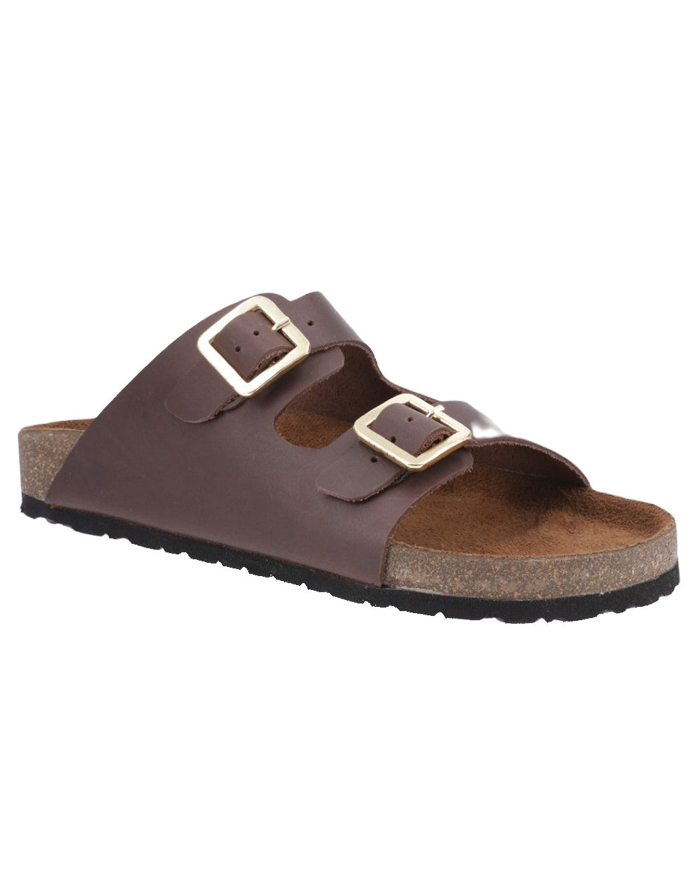 Brown Coloured Cotswold Womens Lushill Mules on White Background
