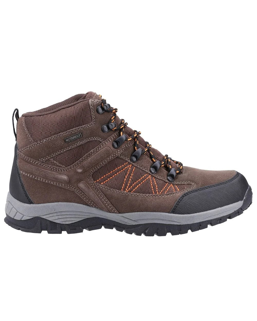 Brown coloured Cotswold Mens Maisemore Hiking Boots on white background 