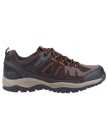 Brown coloured Cotswold Mens Maisemore Low Hiking Shoes on white background 