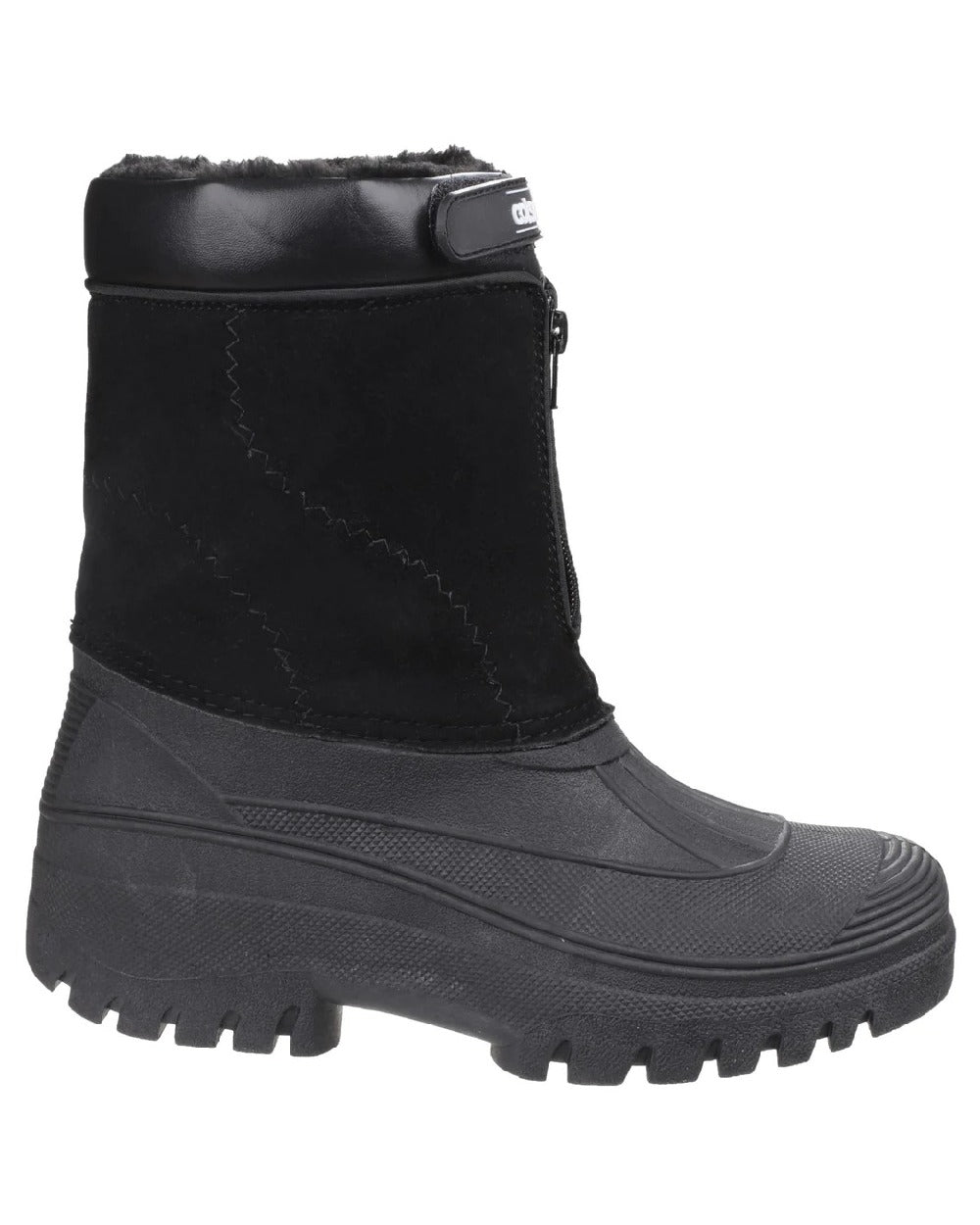 Black coloured Cotswold Mens Venture Waterproof Winter Boots on white background 