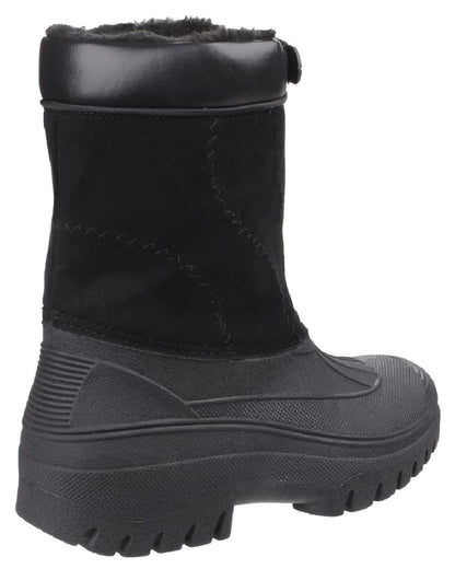 Black coloured Cotswold Mens Venture Waterproof Winter Boots on white background 