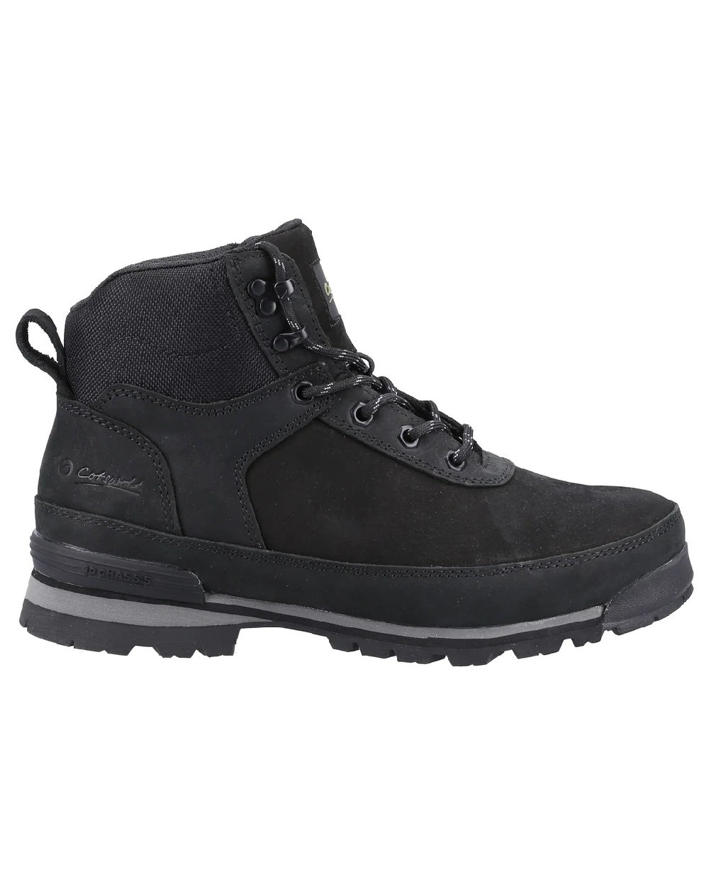 Black coloured Cotswold Mens Yanworth Hiking Boots on white background 