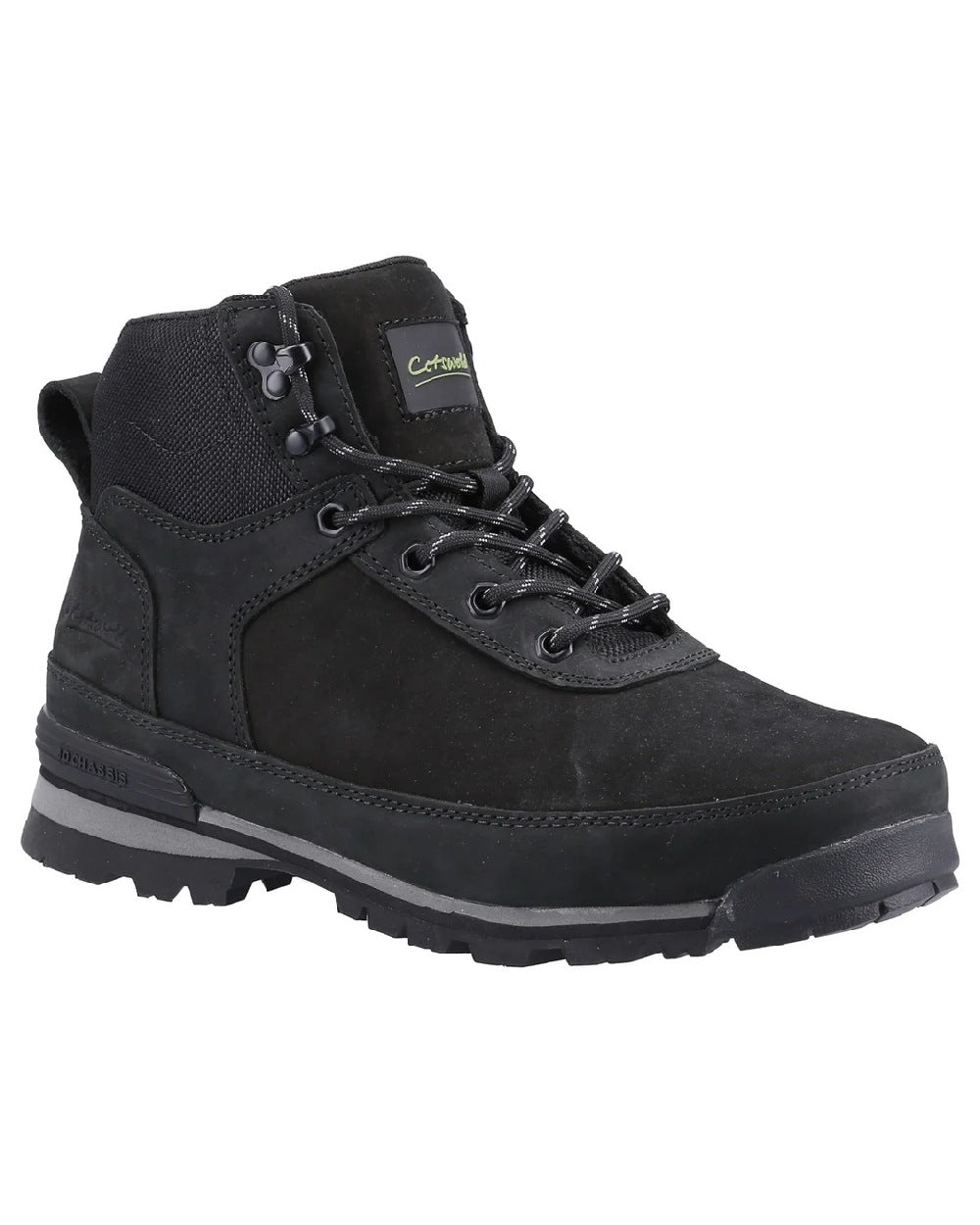 Black coloured Cotswold Mens Yanworth Hiking Boots on white background 
