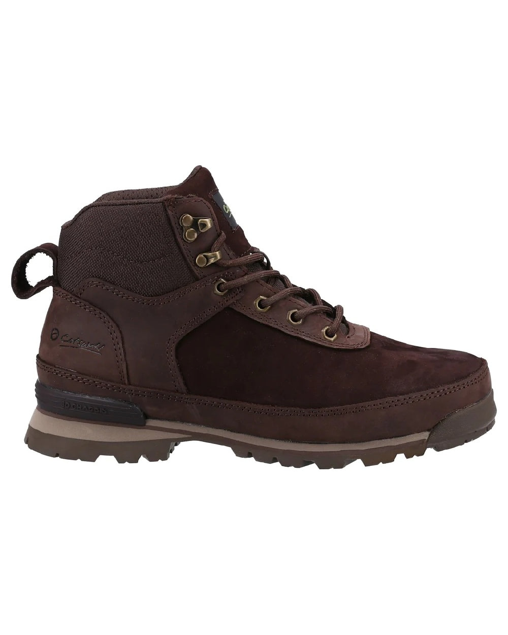 Brown coloured Cotswold Mens Yanworth Hiking Boots on white background 