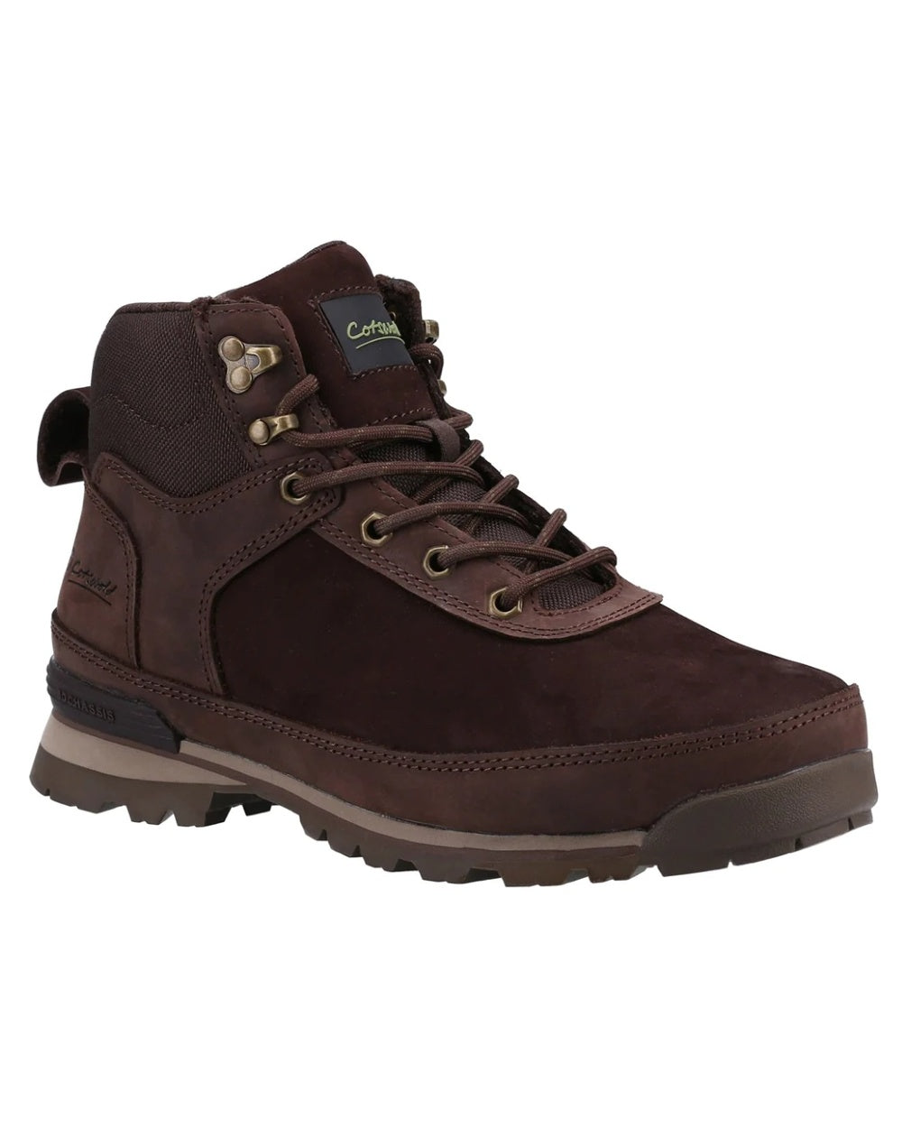 Brown coloured Cotswold Mens Yanworth Hiking Boots on white background 