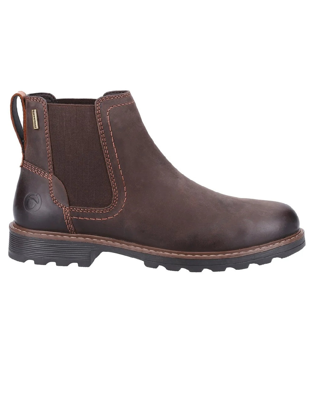 Brown coloured Cotswold Nibley Boots on white background 