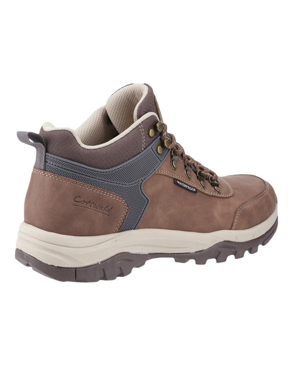 Brown Coloured Cotswold Mens Overbury Hiking Boots on White Background
