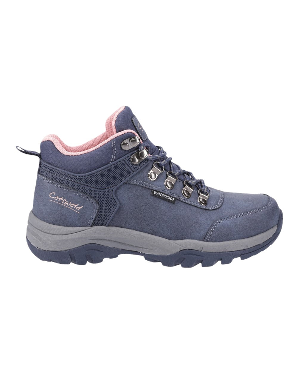 Navy Coloured Cotswold Womens Overbury Hiking Boots on White Background
