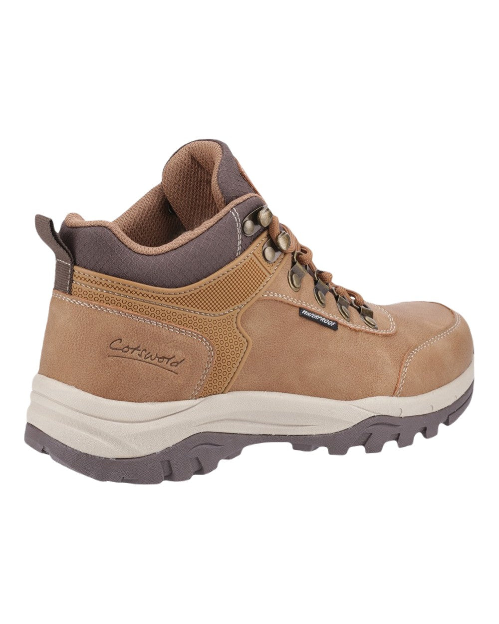 Tan Coloured Cotswold Womens Overbury Hiking Boots on White Background
