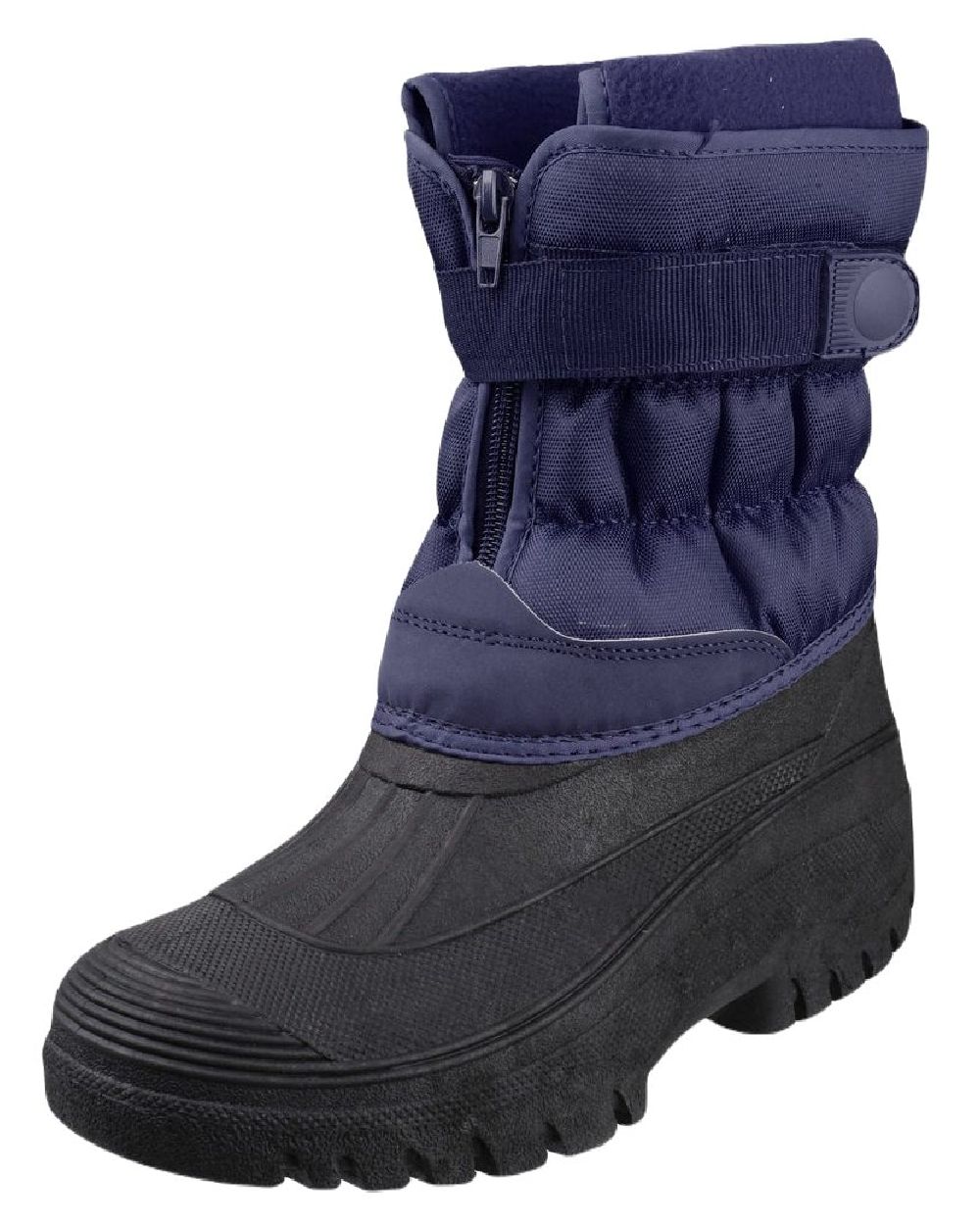 Navy coloured Cotswold Womens Chase Zip Up Winter Boots on white background 