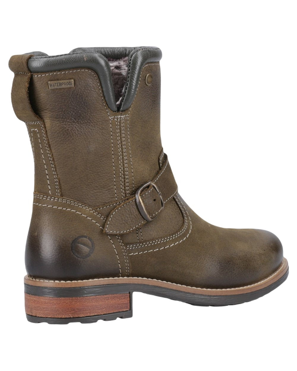 Khaki Coloured Cotswold Womens Kinsham Ankle Boots on White Background
