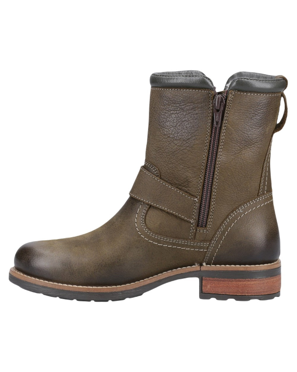 Khaki Coloured Cotswold Womens Kinsham Ankle Boots on White Background
