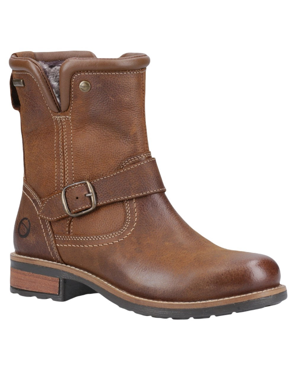 Tan Coloured Cotswold Womens Kinsham Ankle Boots on White Background
