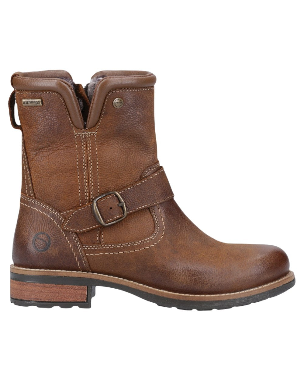 Tan Coloured Cotswold Womens Kinsham Ankle Boots on White Background
