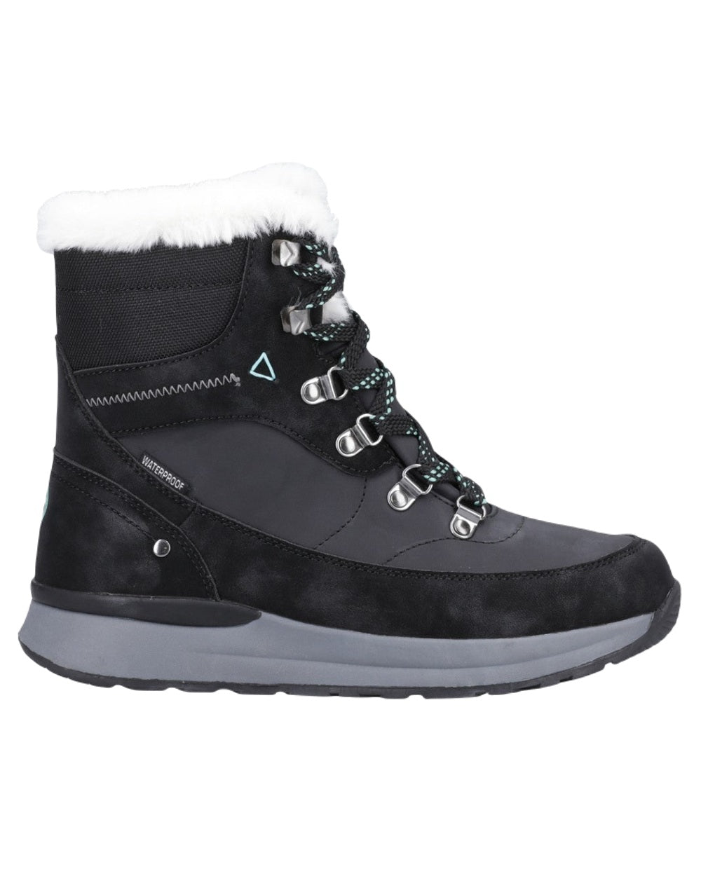 Black Coloured Cotswold Womens Sheephouse Hiking Boots on White Background
