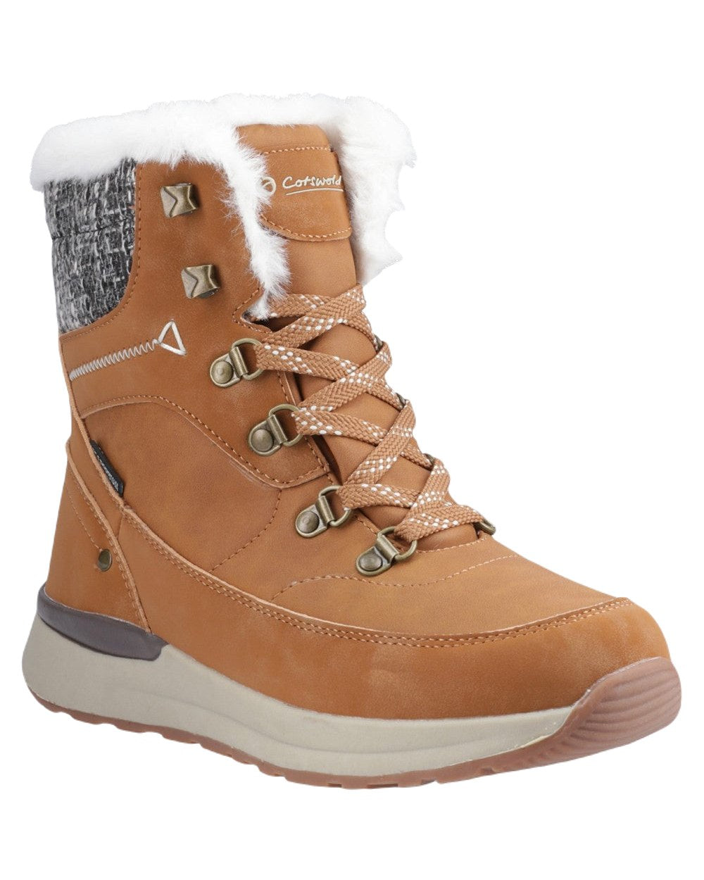 Tan Coloured Cotswold Womens Sheephouse Hiking Boots on White Background
