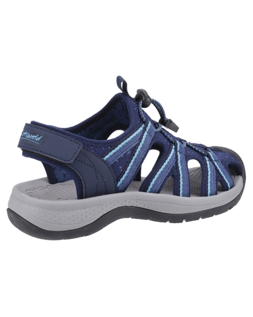 Navy Turquiose Coloured Cotswold Womens Upton Sandals on White Background

